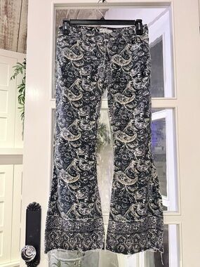 Free People Corduroy Stretch Paisley Flare Bell Bottom Low Rise Pants